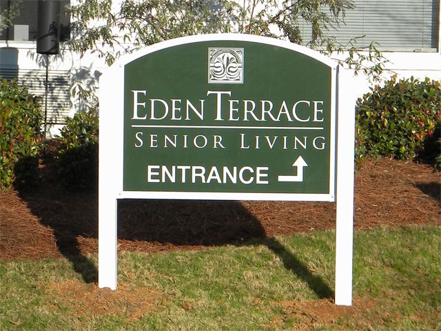 Eden Terrace, Poly-Metal sign attached to wood posts.