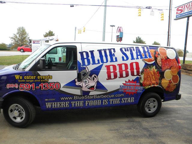 Blue Star BBQ, Two Full Wraps on catering vans.
