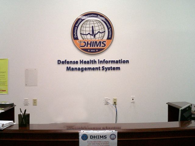 Reception Wall Lettering with Acrylic logo