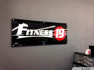 Acrylic Sign with 3-D Brushed Aluminum Letters - Fitness 19, Arlington Heights, IL
