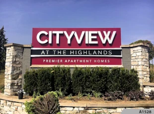Illuminated Metal Sign Panel with Reverse Channel Letters for City View at the Highlands in Lombard, IL 