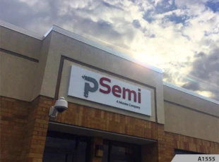 Aluminum Sign Panel with 3-Dimensional Acrylic Letters - Peregrine Semiconductor in Arlington Heights, IL