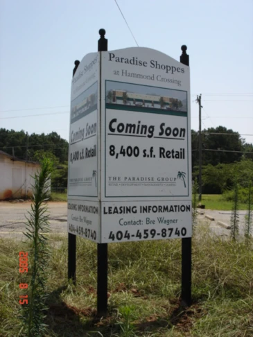 V shaped Post and Panel Shopping Center Site Sign on Decorative Posts