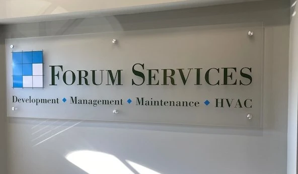 Frosted Acrylic with Company Logo and Standoffs