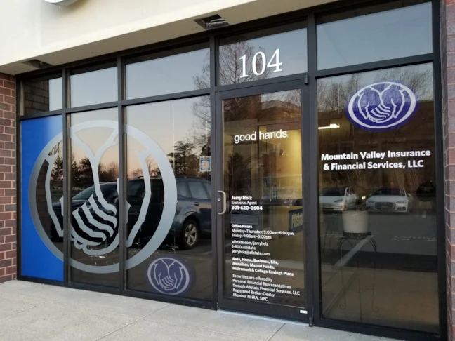 Combination Frosted, Translucent, and White Vinyl Window Graphics for Allstate