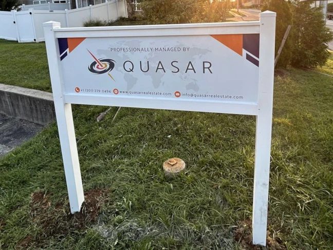 Property Management Post & Panel Sign in a Vinyl Standard Frame