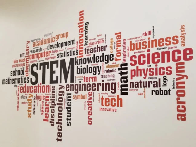 Vinyl Word Cloud for Frederick Community College STEM Learning Center