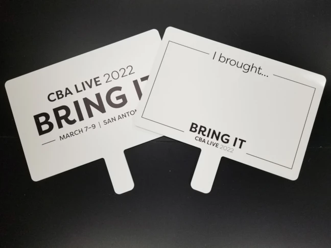 Custom Event Paddle Signs with Dry Erase Finish 