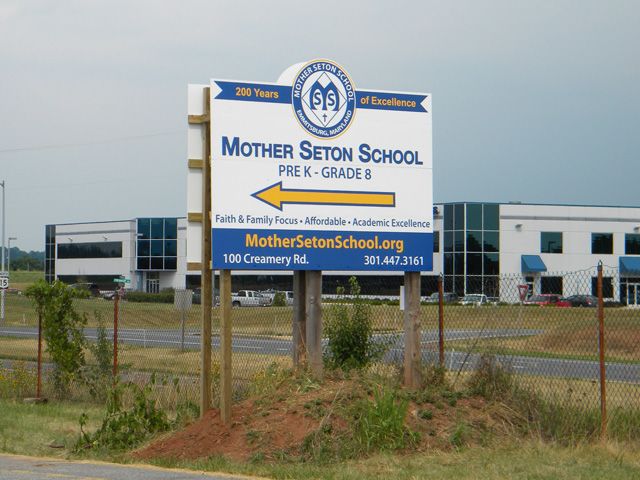 Custom Shape MDO Sign for Mother Seton School