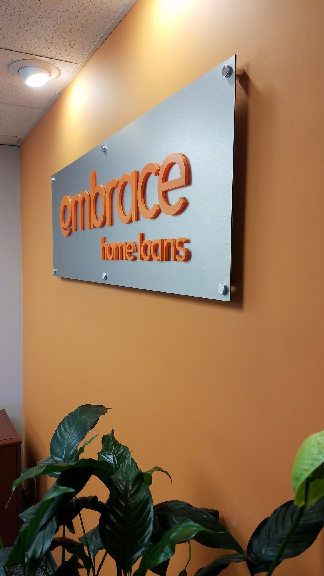 Painted Acrylic Lettering on Brushed Silver